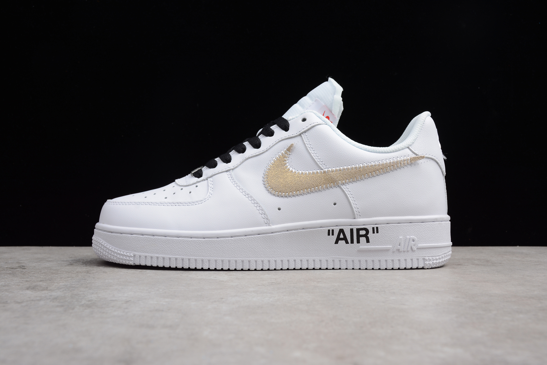 18 Off White X Nike Air Force 1 Low White Black Gold 8152 700