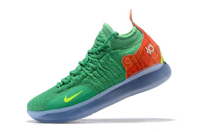 orange and green nike sneakers