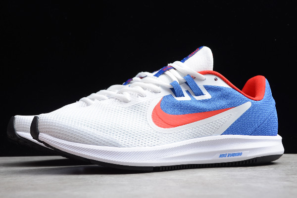 red white and blue nike running shoes