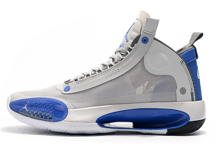 Air Jordan 34 Wolf Grey/Blue-White Sneakers