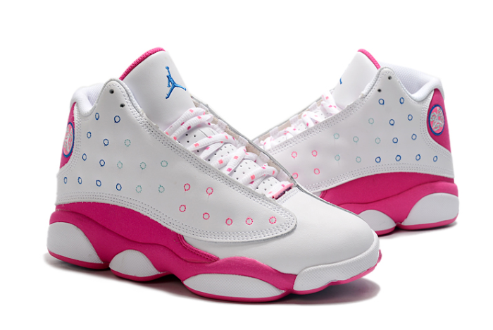 pink and white jordans for women