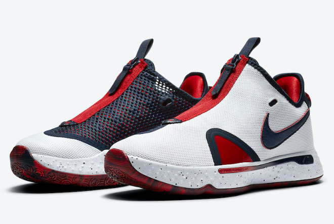 2020 Nike PG 4 “USA” White/Blue-Red CD5082-101 Shoes