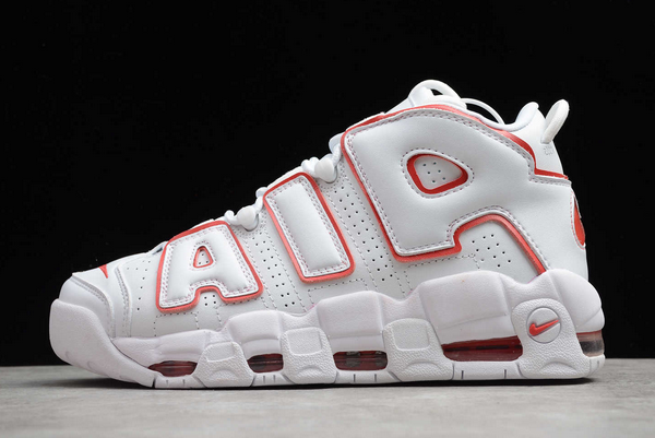 2020 Cheap Nike Air More Uptempo White Varsity Red Basketball Shoes 921948-102