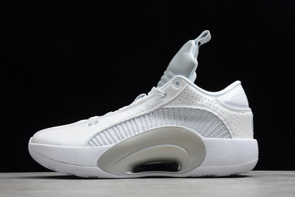 2021 Men's Air Jordan 35 Low White/White-Metallic Silver Basketball Shoes CW2459-100