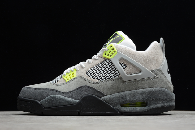 2021 New Air Jordan 4 SE Neon Cool Grey/Volt-Wolf Grey-Anthracite For Sale CT5342-007