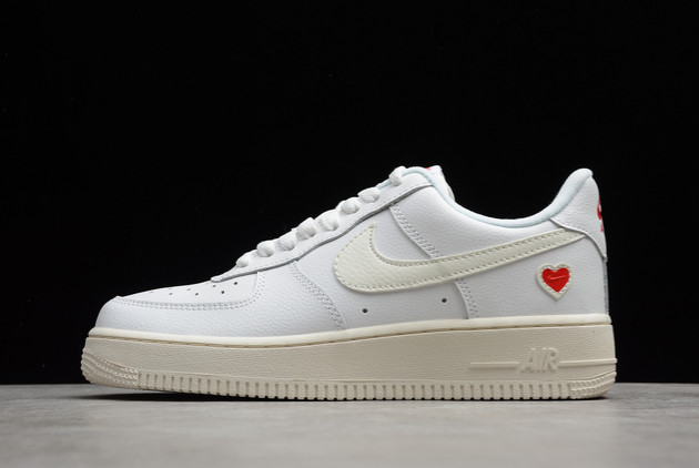 2021 Latest Nike Air Force 1 Valentine’s Day White Sail-University Red DD7117-100