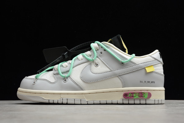 2021 Off-White x Nike SB Dunk Low 04 of 50 Grey White Green For Sale DM1602-114