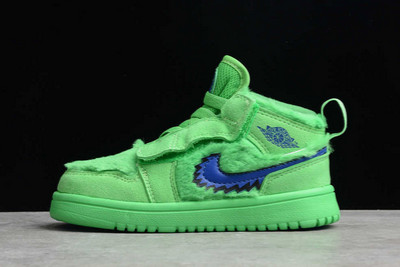 Kids Air Jordan 1 Mid Green Fluff Blue For Sale CU5378-800