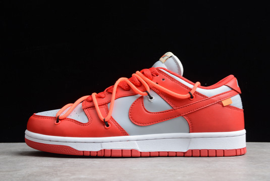 off-white x nike dunk low university red/wolf grey