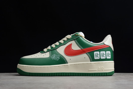 Cheap Nike Air Force 1 ’07 ESS May You BE Happy And Prosperous Beige Green Red CW2288-666