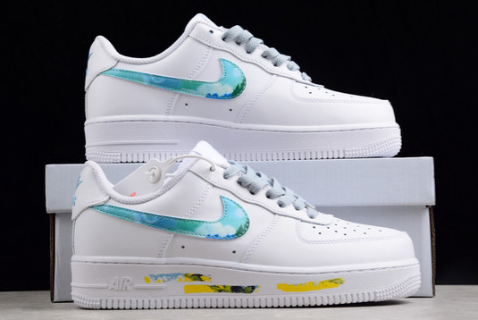 Nike Air Force 1 ’07 LX White Blue Yellow For Sale 314192-117
