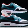 Cheap LeBron x Nike Air Max 1 Liverpool White/Black-Varsity Red-Gorge Green-Geode Teal Shoes FB8914-100-2
