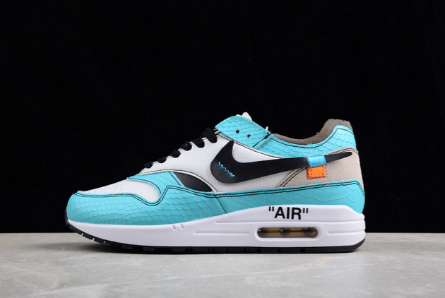 Discount Off-White x Nike Air Max 1 SP White Blue Grey Shoes AA7293-009